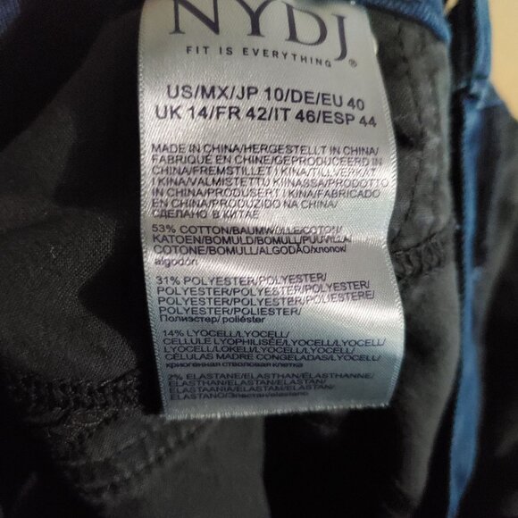 NYDJ Jeans Womens 10 Blue Bridgewater Wide Leg Stretch Denim Cropped - Picture 3 of 14